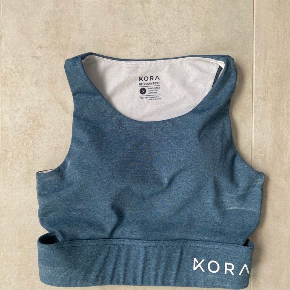Kora Light Blue Women's Seamless Activewear Sports Bra Small Back Cut Out